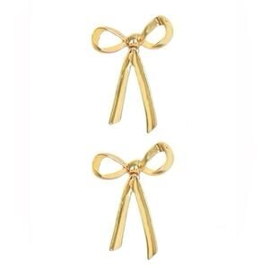 Gold Bow Stud Earrings with moving streamers